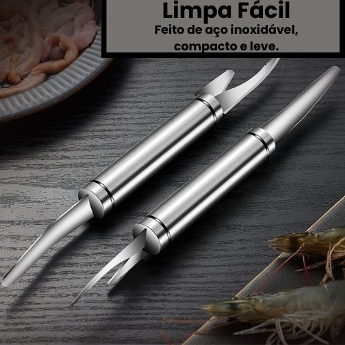 Limpa Fácil - Limpador de camarão e frutos do mar de Aço Inoxidável