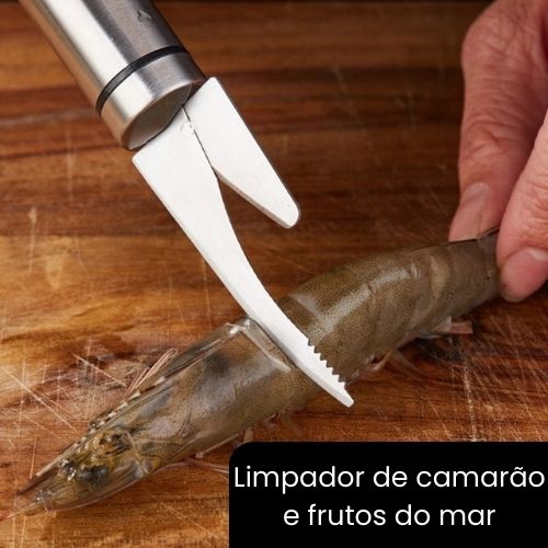 Limpa Fácil - Limpador de camarão e frutos do mar de Aço Inoxidável