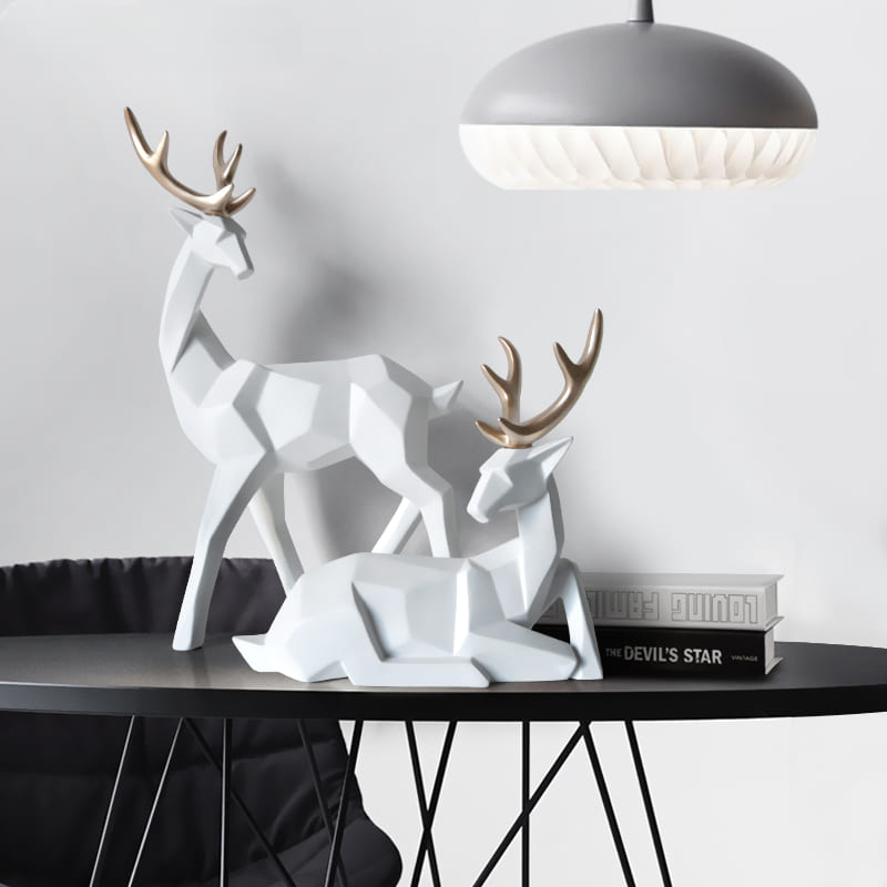 Decoração de Mesa Estátua Cervo 2 Peças em Resina