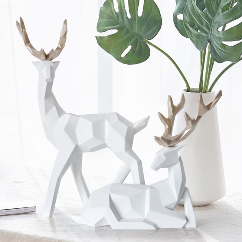 Decoração de Mesa Estátua Cervo 2 Peças em Resina